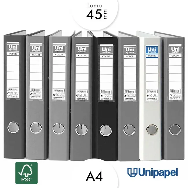 ARCHIVADOR PALANCA UNISYSTEM - A4 - COLOR BLANCO - LOMO 45MM