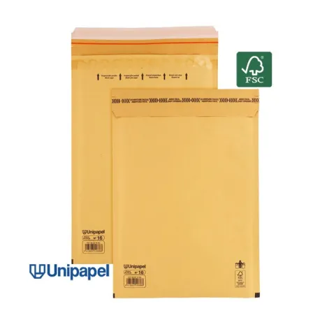 PAQUETE 10 BOLSAS BURBUJA Nº 16 220X340 MM 75 G FSC UNIPAPEL- Referencia UNIPAPEL Nº 10231600
